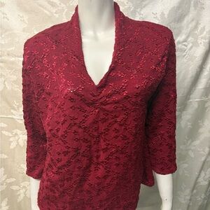 Vintage Elegant Red Lace Women's Top